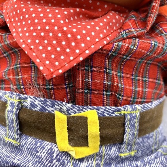 Vtg Russ Troll Buckaroo Cowboy #2369 Plush Doll Plaid Shirt Jeans Soft Body 12" - Picture 4 of 10